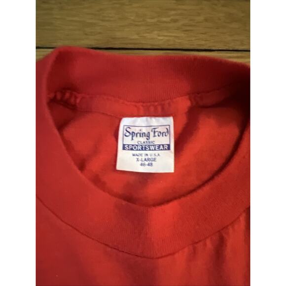 Vtg Over The Hill Proud Of It' Shirt XL Red-Single Stitch Sleeve-Spring Ford-USA - Picture 3 of 7